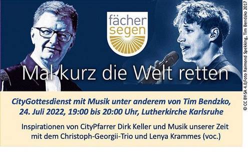 Fächersegen Karlsruhe Citygottesdienst mit Musik u. a. von Tim Bendzko